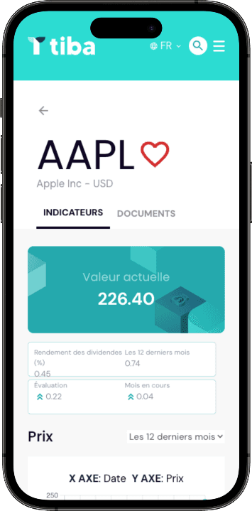 Tiba Invest app showing Apple stock